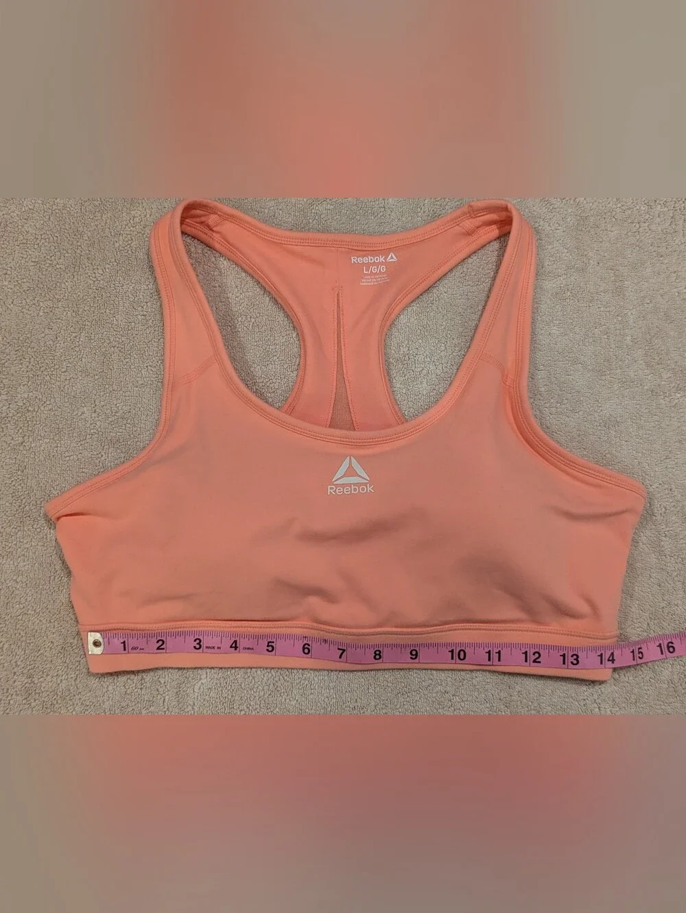 $15 Reebok Size L Peach Amber Stronger Medium Impact Sports Bra NWT Workout